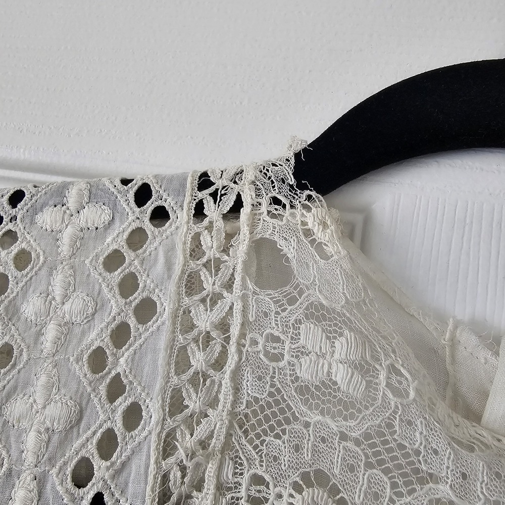 1900s Antique Edwardian White Summer Garden Lawn Dress Lace Linen Tea Gown #68 - Picture 7 of 14